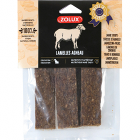Натурално лакомство за кучета Zolux Lamb Strips сушени лентички от агнешко месо